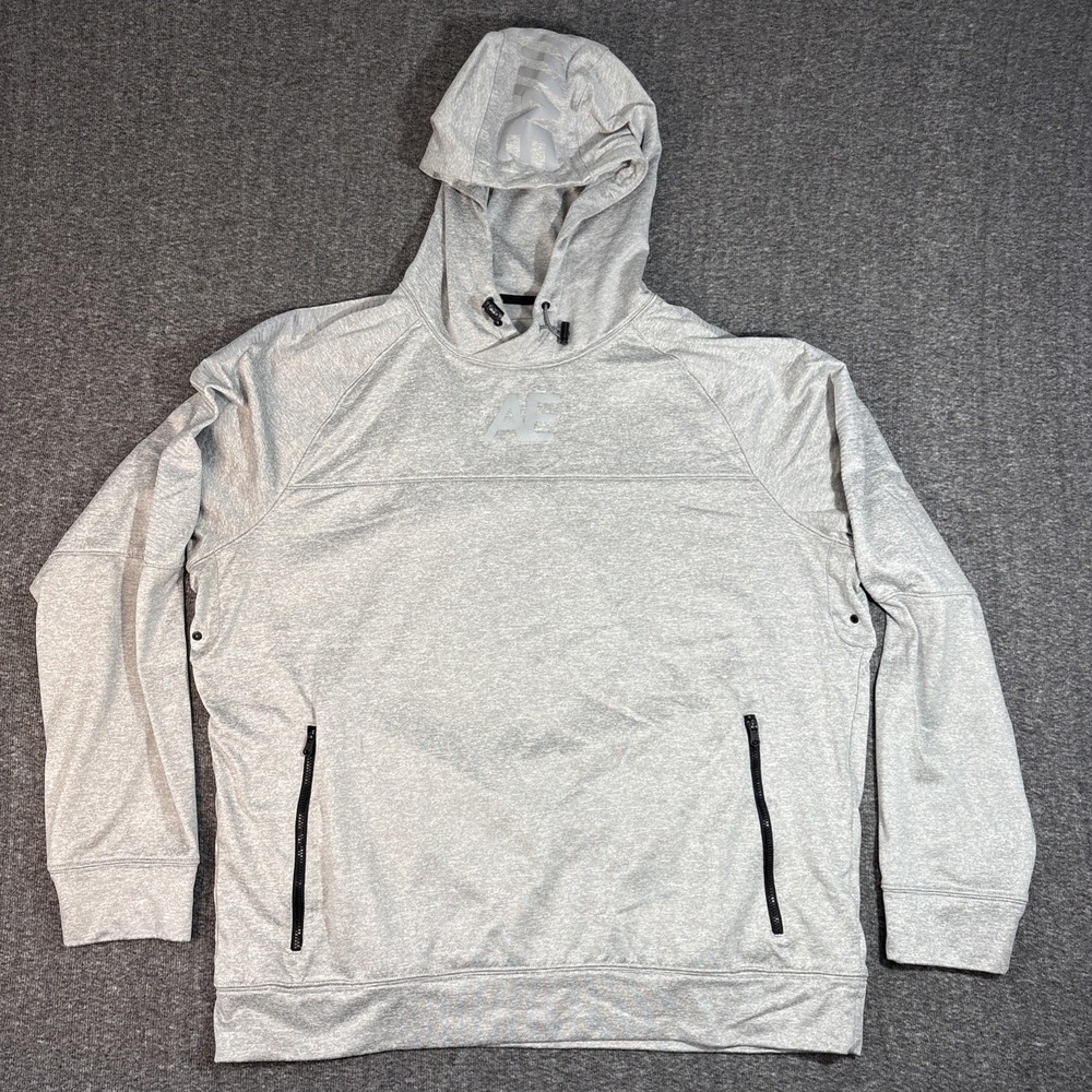 American Eagle AE Performance Hoodie XL Gray Raglan Pullover Men's ZIp Pockets